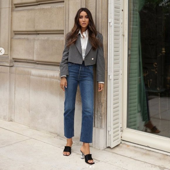 NWOT Acne Studios Jillion Striped Cropped Wool Blazer - Picture 6 of 7